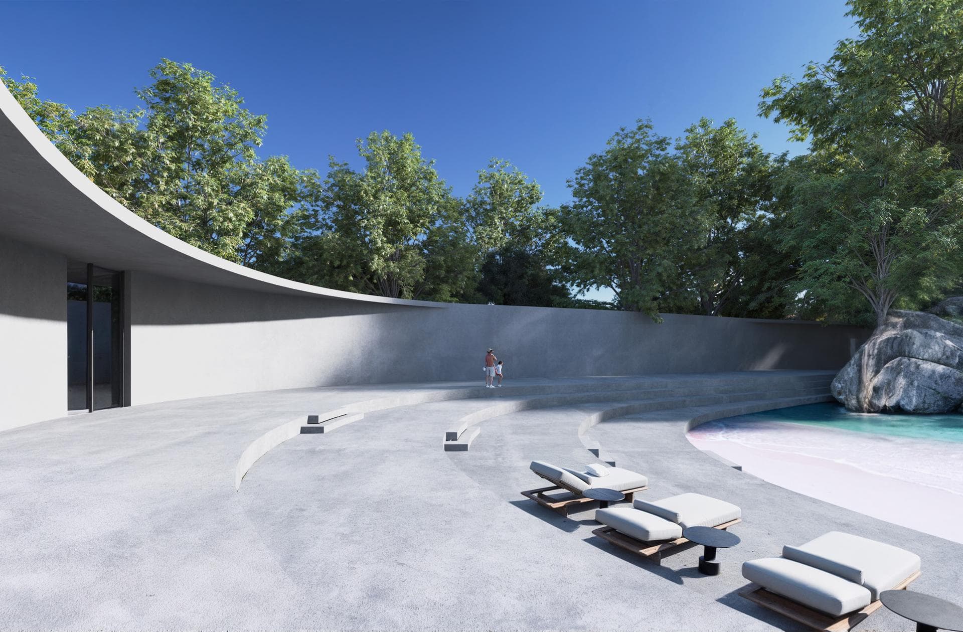 Masaar community leisure pool and outdoor amenity area